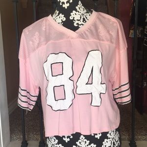 Pink jersey crop top